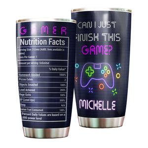 Camellia Personalized Gamer Nutrition Facts  Stainless Steel Tumbler-Thermal Flask Travel Therma Cup With Lid Gift For Gamer 02