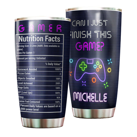 Camellia Personalized Gamer Nutrition Facts  Stainless Steel Tumbler-Thermal Flask Travel Therma Cup With Lid Gift For Gamer 02