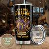 Camellia Personalized I'm A Book Dragon Stainless Steel Tumbler - Double-Walled Insulation Vacumm Flask - Gift For Book Lovers, Nerd, International Book Day
