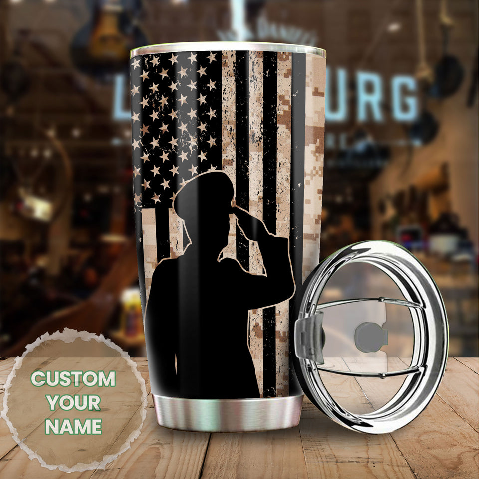 Camellia Personalized United States Marine Corps Stainless Steel Tumbler-Sweat-Proof Double Wall Travel Cup With Lid 03