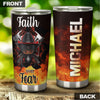 Camellia Personalized Firefighter Faith Over Faith Red Stainless Steel Tumbler-Double-Walled Insulation Gift For Firefighter Fireman