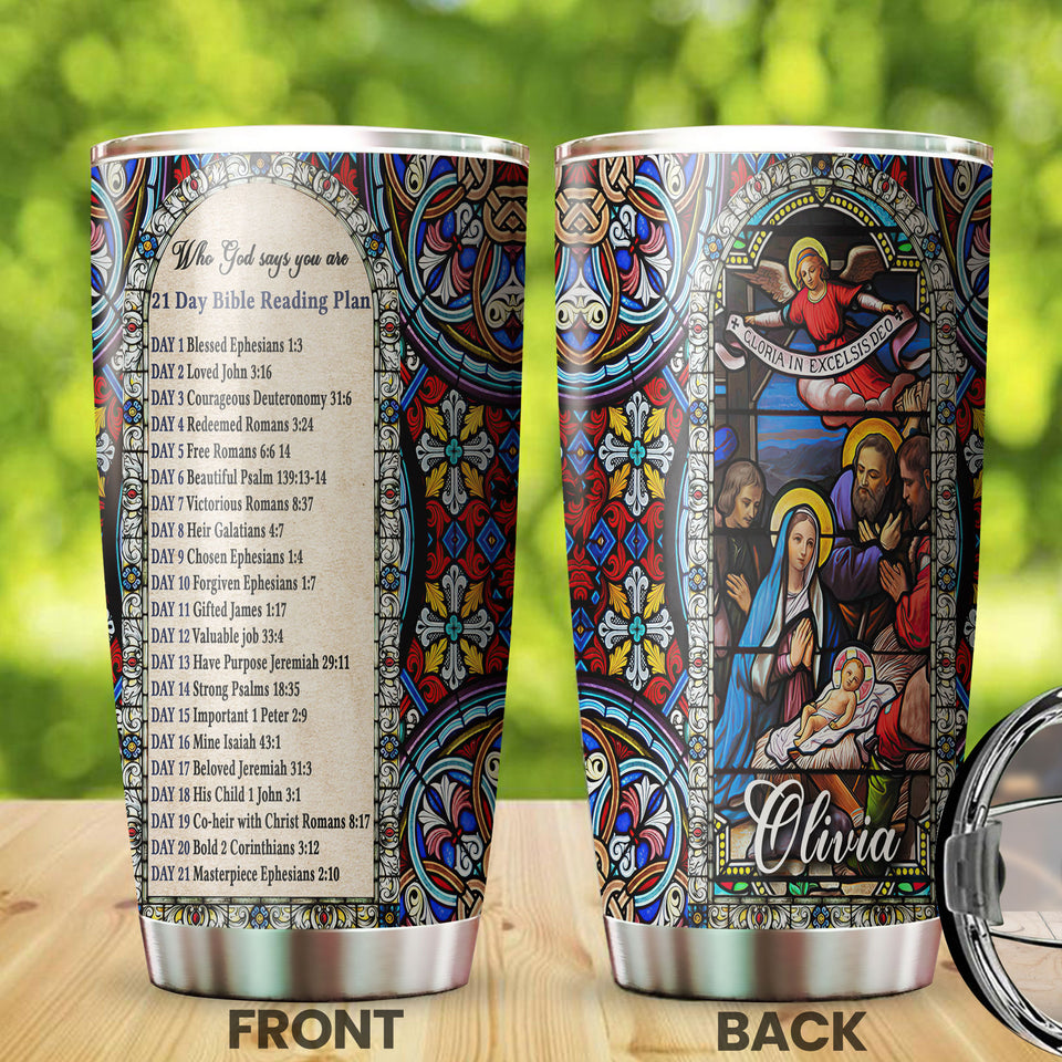 Camellia Personalized Christ Family God Says You Are Stainless Steel Tumbler-Double-Walled Insulation Travel Cup With Lid