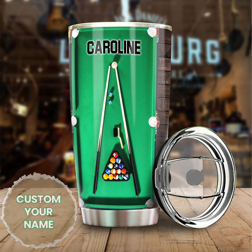 Camellia Personalized Pool Table Billiard Ball Set And Billiard Stick Stainless Steel Tumbler-Double-Walled Insulated Gift For Golf Player 01