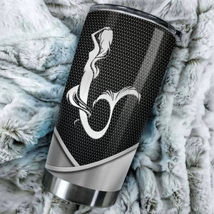 Camellia Personalized Mermaid Sliver Style Stainless Steel Tumbler-Double-Walled Insulation Travel Cup With Lid