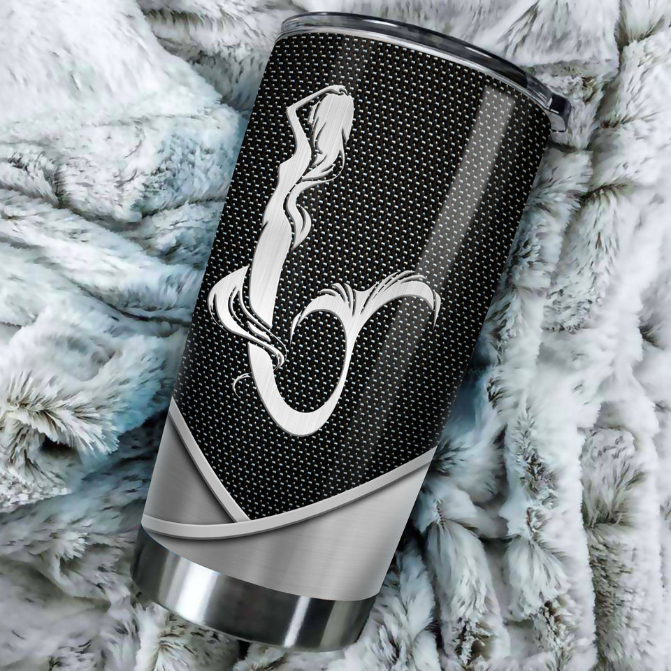 Camellia Personalized Mermaid Sliver Style Stainless Steel Tumbler-Double-Walled Insulation Travel Cup With Lid