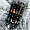 Camellia Personalized Colorful Guitar Stainless Steel Tumbler - Customized Double-Walled Insulation Travel Thermal Cup With Lid Gift For Guitarist