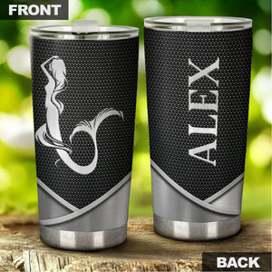 Camellia Personalized Mermaid Sliver Style Stainless Steel Tumbler-Double-Walled Insulation Travel Cup With Lid