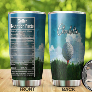 Camellia Personalized Golfer Nutrition Facts Stainless Steel Tumbler-Double-Walled Travel Therma Cup With Lid Gift For Golf Player 02