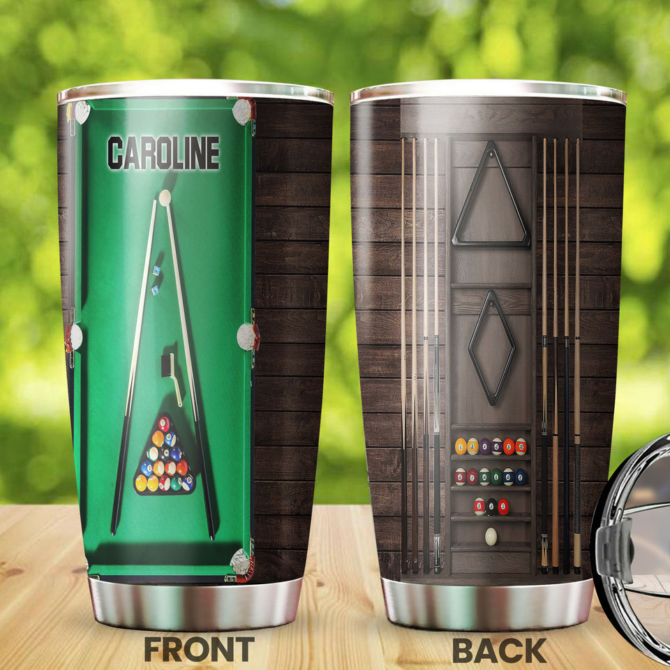 Camellia Personalized Pool Table Billiard Ball Set And Billiard Stick Stainless Steel Tumbler-Double-Walled Insulated Gift For Golf Player 01