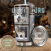 Camellia Personalized 3D Grey Wolf Picture Stainless Steel Tumbler - Customized Double-Walled Insulation Travel Thermal Cup With Lid