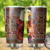Camellia Personalized Native American Embroidery Stainless Steel Tumbler-Double-Walled Insulation Travel Cup With Lid 01
