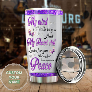 Camellia Personalized Butterfly My Soul Know You Are At Peace Stainless Steel Tumbler - Double-Walled Insulation Vacumm Flask - For Thanksgiving, Memorial Day, Christians, Christmas Gift