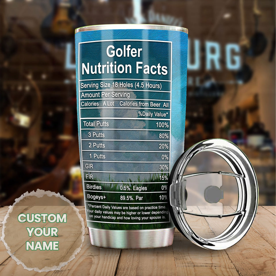 Camellia Personalized Golfer Nutrition Facts Stainless Steel Tumbler-Double-Walled Travel Therma Cup With Lid Gift For Golf Player 02
