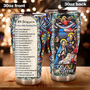 Camellia Personalized Christ Family God Says You Are Stainless Steel Tumbler-Double-Walled Insulation Travel Cup With Lid