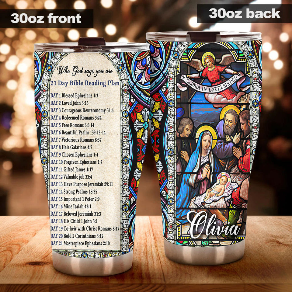 Camellia Personalized Christ Family God Says You Are Stainless Steel Tumbler-Double-Walled Insulation Travel Cup With Lid