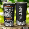 Camellia Personalized Never Underestimate An Old Man with A Motorcycle Stainless Steel Tumbler-Double-Walled Insulation Cup With Lid Gift For Grandfa