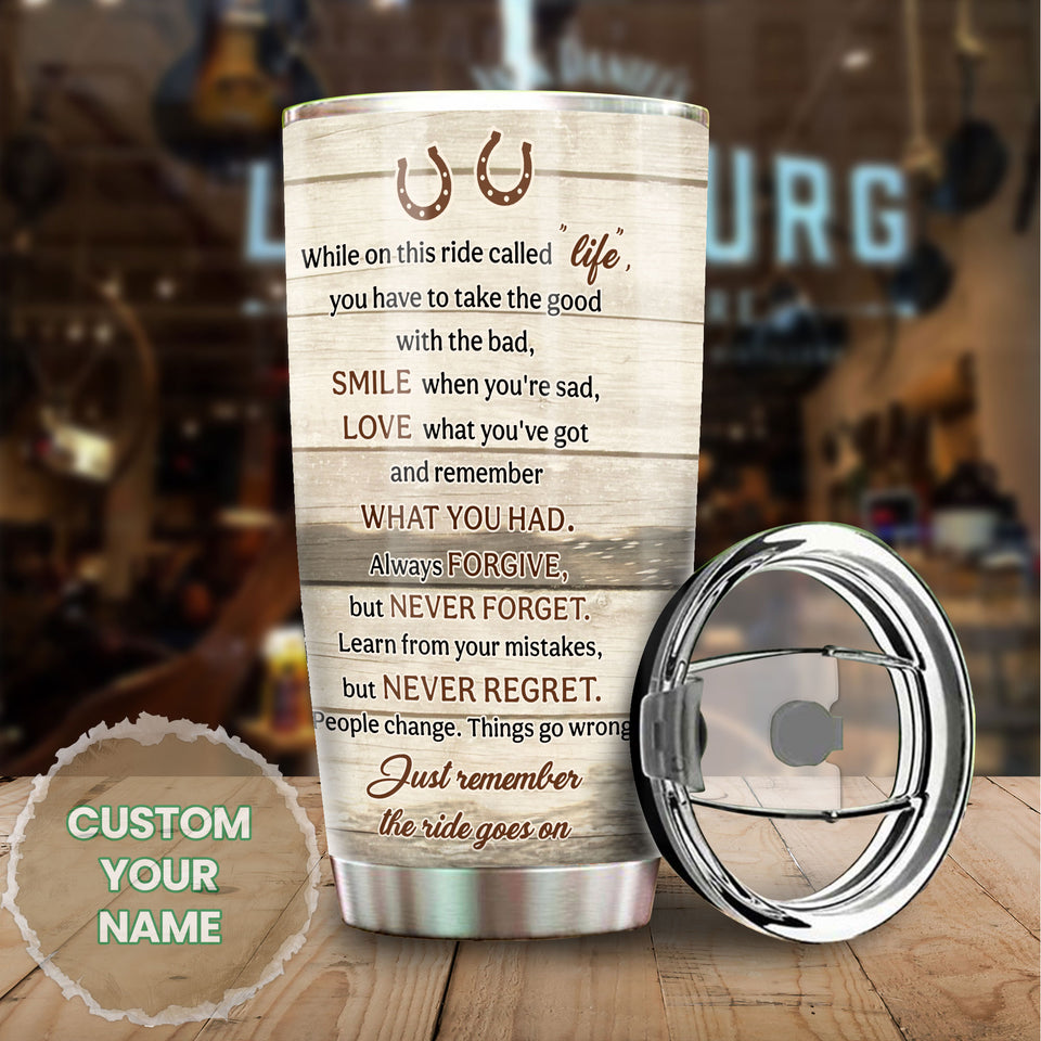 Camellia Personalized Horse Life Stainless Steel Tumbler - Double-Walled Insulation Vacumm Flask - Gift For Horse Lovers, Cowgirls, Cowboys, Perfect Christmas, Thanksgiving Gift