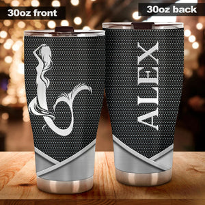 Camellia Personalized Mermaid Sliver Style Stainless Steel Tumbler-Double-Walled Insulation Travel Cup With Lid