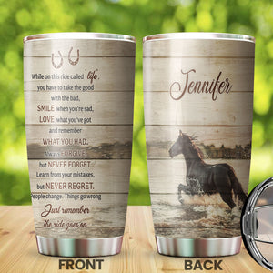 Camellia Personalized Horse Life Stainless Steel Tumbler - Double-Walled Insulation Vacumm Flask - Gift For Horse Lovers, Cowgirls, Cowboys, Perfect Christmas, Thanksgiving Gift