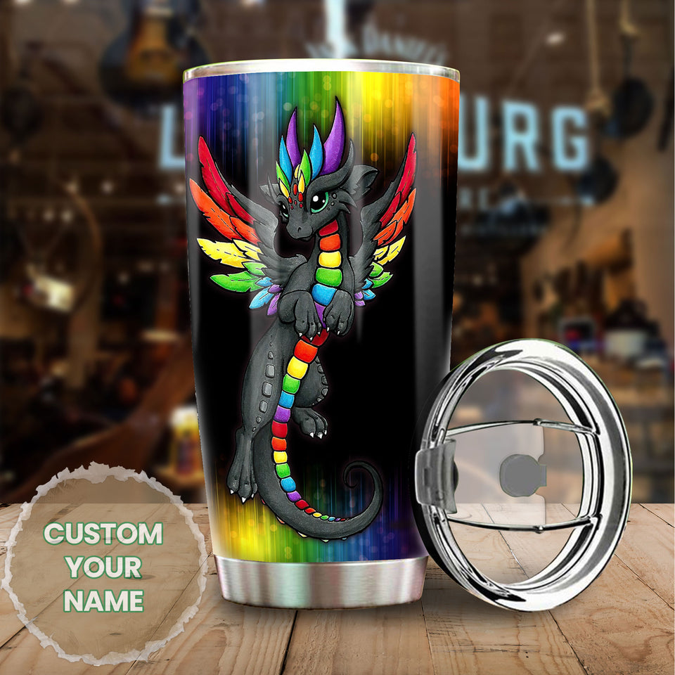 Camellia Persionalized LGBT Dragon Dont Afraid To Show Your True Color Stainless Steel Tumbler - Customized Double - Walled Insulation Travel Thermal Cup With Lid