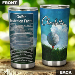 Camellia Personalized Golfer Nutrition Facts Stainless Steel Tumbler-Double-Walled Travel Therma Cup With Lid Gift For Golf Player 02