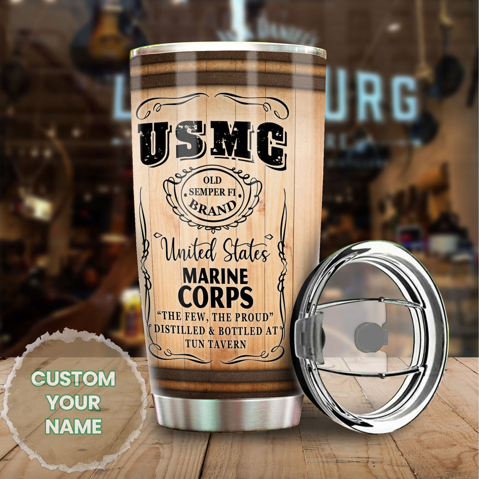 Camellia Personalized United States Marine Corps Stainless Steel Tumbler-Sweat-Proof Double Wall Travel Cup With Lid 04