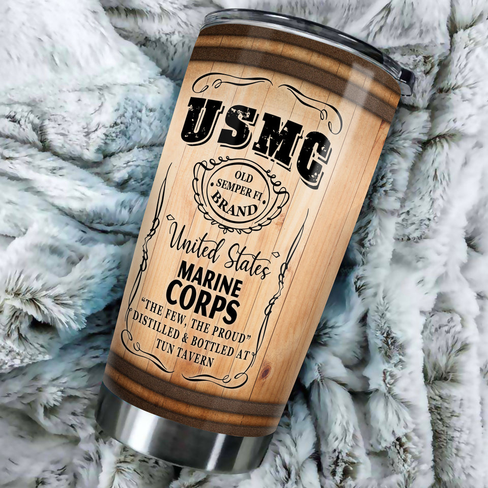 Camellia Personalized United States Marine Corps Stainless Steel Tumbler-Sweat-Proof Double Wall Travel Cup With Lid 04