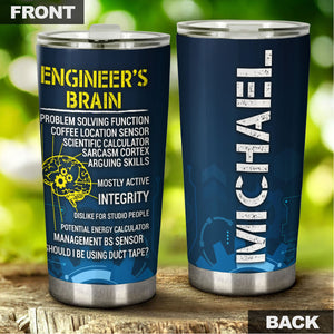 Camellia Personalized Engineer Brain Stainless Steel Tumbler - Customized Double-Walled Insulation Travel Thermal Cup With Lid Gift For Engineer