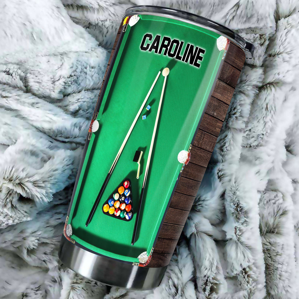 Camellia Personalized Pool Table Billiard Ball Set And Billiard Stick Stainless Steel Tumbler-Double-Walled Insulated Gift For Golf Player 01