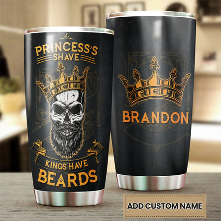 Camellia Persionalized 3D Skullcap Kings Have Beard Stainless Steel Tumbler - Customized Double - Walled Insulation Thermal Cup With Lid