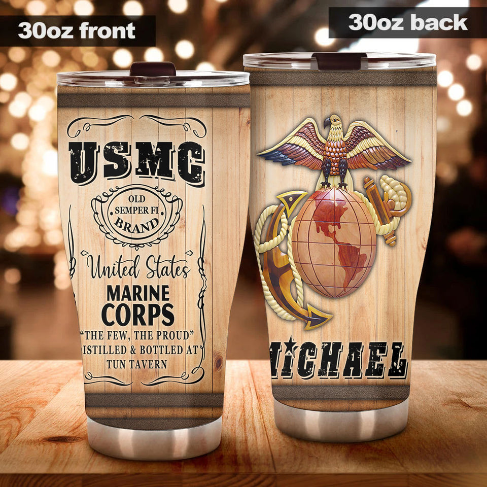 Camellia Personalized United States Marine Corps Stainless Steel Tumbler-Sweat-Proof Double Wall Travel Cup With Lid 04