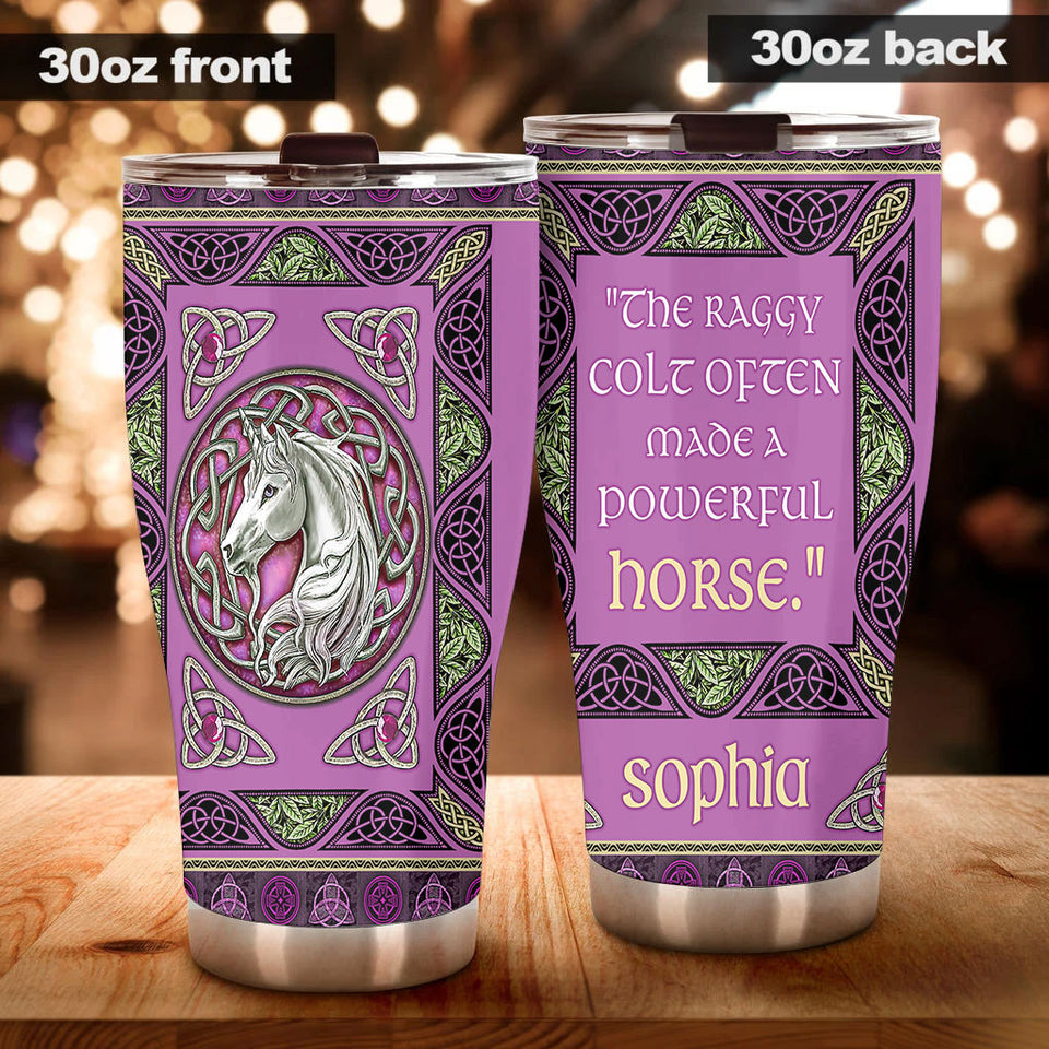 Camellia Personalized The Raggy Colt Often Made A Powerful Horse Stainless Steel Tumbler - Customized Double-Walled Insulation Travel Thermal Cup With Lid