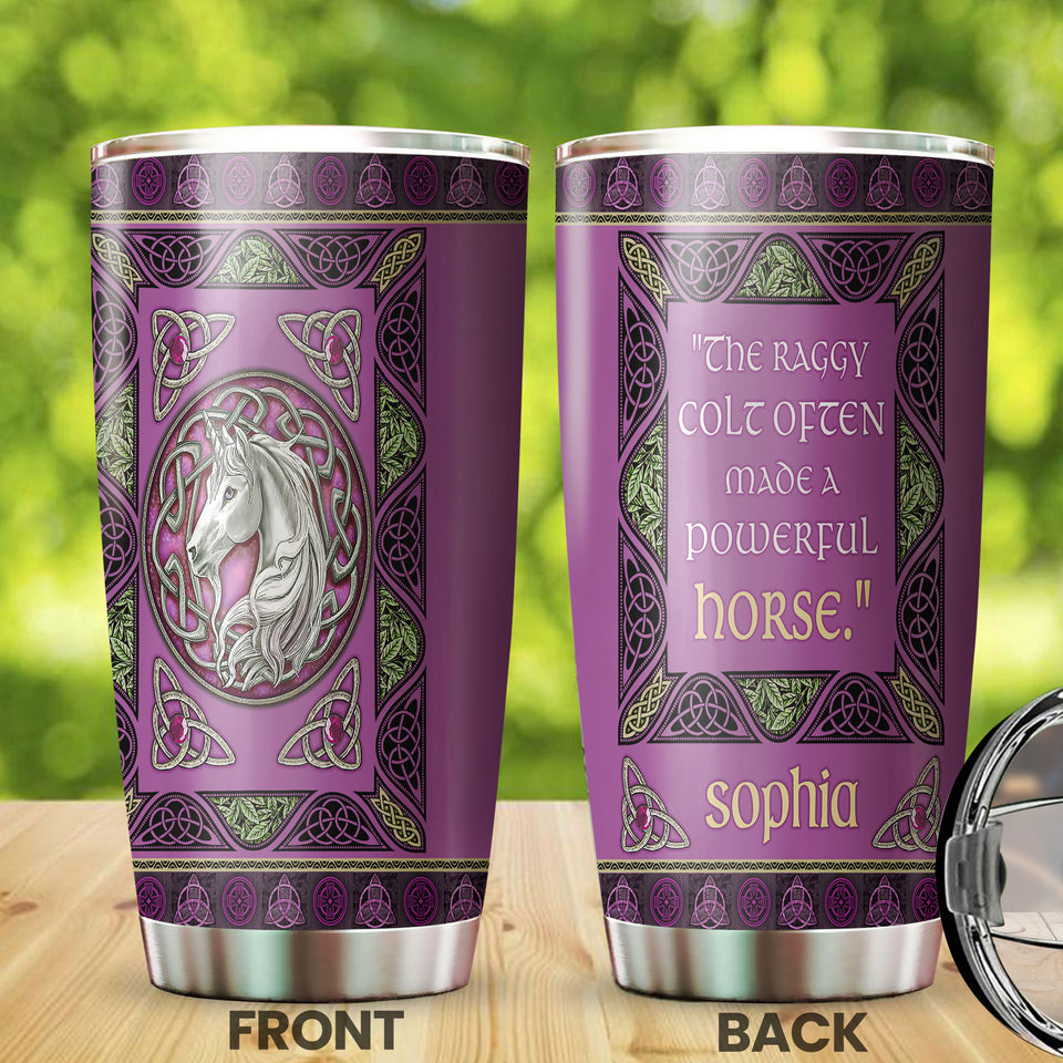 Camellia Personalized The Raggy Colt Often Made A Powerful Horse Stainless Steel Tumbler - Customized Double-Walled Insulation Travel Thermal Cup With Lid