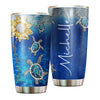 Camellia Personalized Crystal Sunflower Turtle You Are My Sunshine Stainless Steel Tumbler - Customized Double-Walled Insulation Travel Thermal Cup With Lid Gift For Soulmate Lover Kid