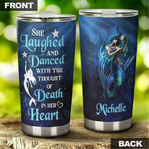 Camellia Personalized She Laughed And Dance with The Though Of Death In Her Heart Stainless Steel Tumbler-Double-Walled Insulation Travel Cup With Lid