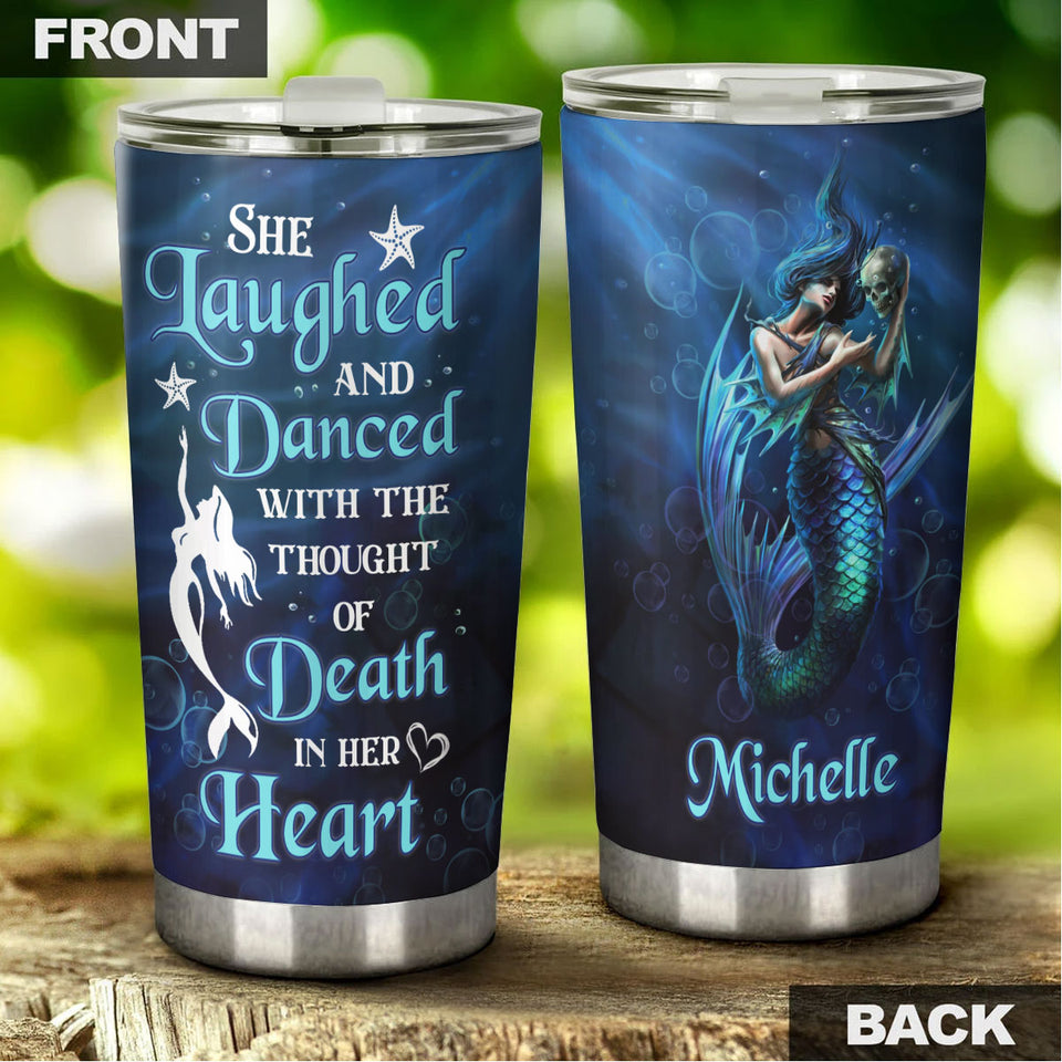 Camellia Personalized She Laughed And Dance with The Though Of Death In Her Heart Stainless Steel Tumbler-Double-Walled Insulation Travel Cup With Lid