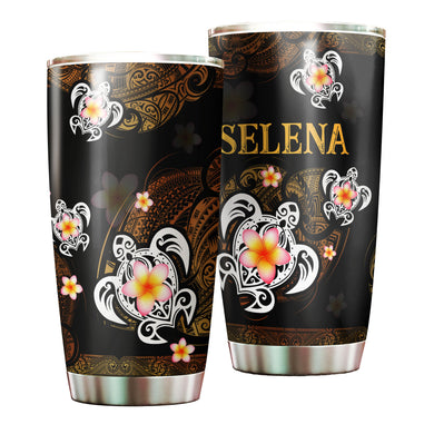 Camellia Personalized Hawaii Turtle Stainless Steel Tumbler - Customized Double-Walled Insulation Travel Thermal Cup With Lid