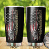Camellia Personalized American Flag Marine Corps Stainless Steel Tumbler - Double-Walled Insulation Vacumm Flask - Gift For American Soldiers, Veterans, Christmas