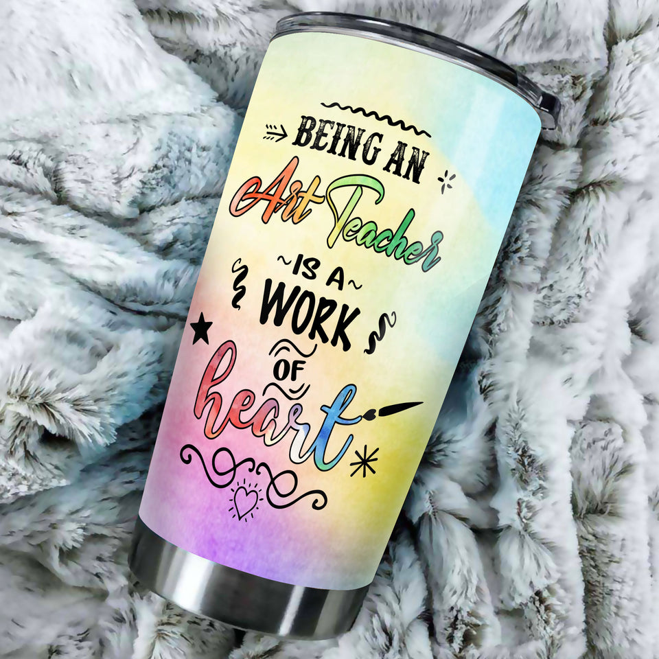 Camellia Personalized Art Teacher Stainless Steel Tumbler - Double-Walled Insulation Vacumm Flask - Gift For Art Teacher, Teacher's Day, Thanksgiving