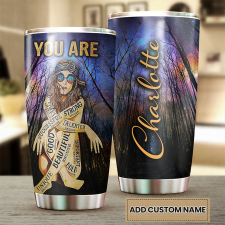 Camellia Personalized Hippie Girl You Are Successful Strong Beautiful Stainless Steel Tumbler-Double-Walled Insulation Travel Cup With Lid