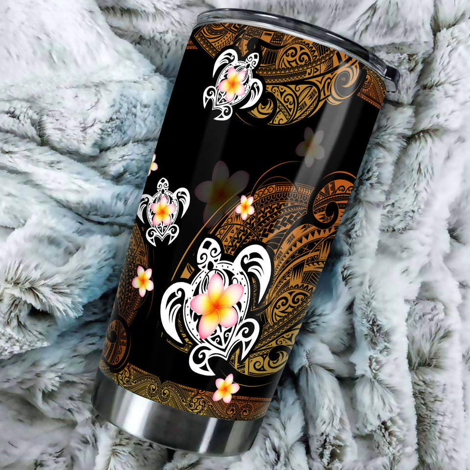 Camellia Personalized Hawaii Turtle Stainless Steel Tumbler - Customized Double-Walled Insulation Travel Thermal Cup With Lid