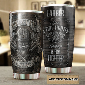 Camellia Personalized First In Last Out Stainless Steel Tumbler-Double-Walled Insulation Gift For Firefighter Fireman 04