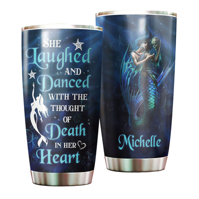 Camellia Personalized She Laughed And Dance with The Though Of Death In Her Heart Stainless Steel Tumbler-Double-Walled Insulation Travel Cup With Lid