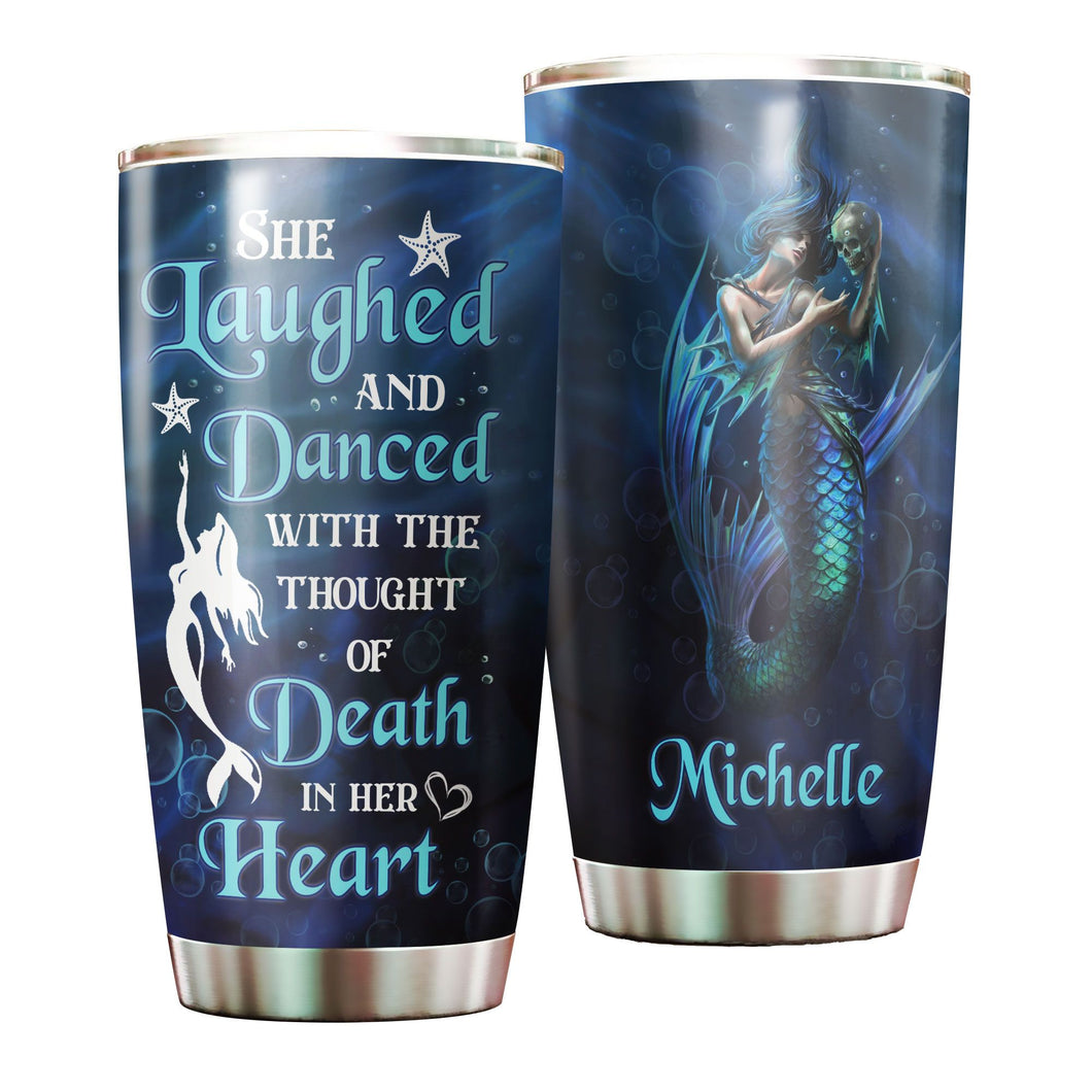 Camellia Personalized She Laughed And Dance with The Though Of Death In Her Heart Stainless Steel Tumbler-Double-Walled Insulation Travel Cup With Lid