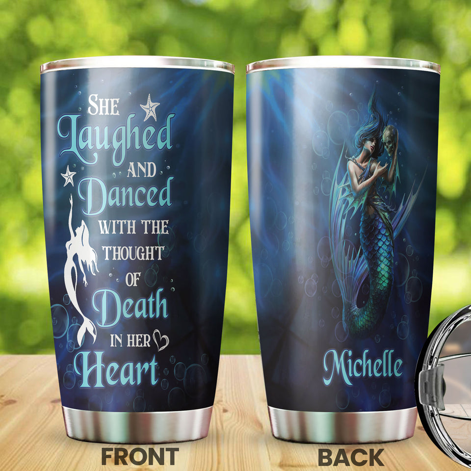 Camellia Personalized She Laughed And Dance with The Though Of Death In Her Heart Stainless Steel Tumbler-Double-Walled Insulation Travel Cup With Lid