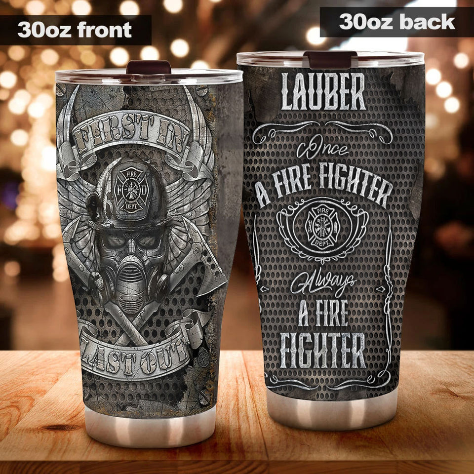 Camellia Personalized First In Last Out Stainless Steel Tumbler-Double-Walled Insulation Gift For Firefighter Fireman 04