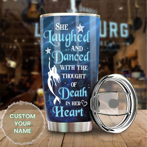 Camellia Personalized She Laughed And Dance with The Though Of Death In Her Heart Stainless Steel Tumbler-Double-Walled Insulation Travel Cup With Lid