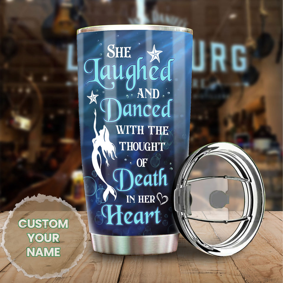 Camellia Personalized She Laughed And Dance with The Though Of Death In Her Heart Stainless Steel Tumbler-Double-Walled Insulation Travel Cup With Lid
