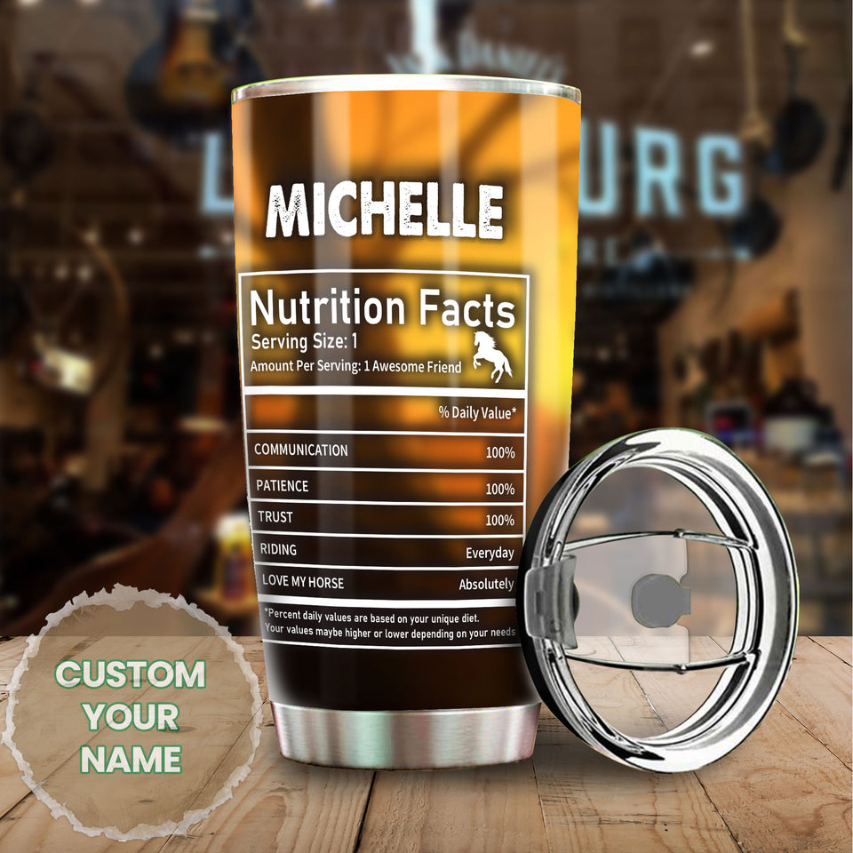 Camellia Personalized Horse Cowgirl Facts Stainless Steel Tumbler - Double-Walled Insulation Vacumm Flask - Gift For Horse Lovers, Cowgirls, Cowboys, Perfect Christmas, Thanksgiving Gift