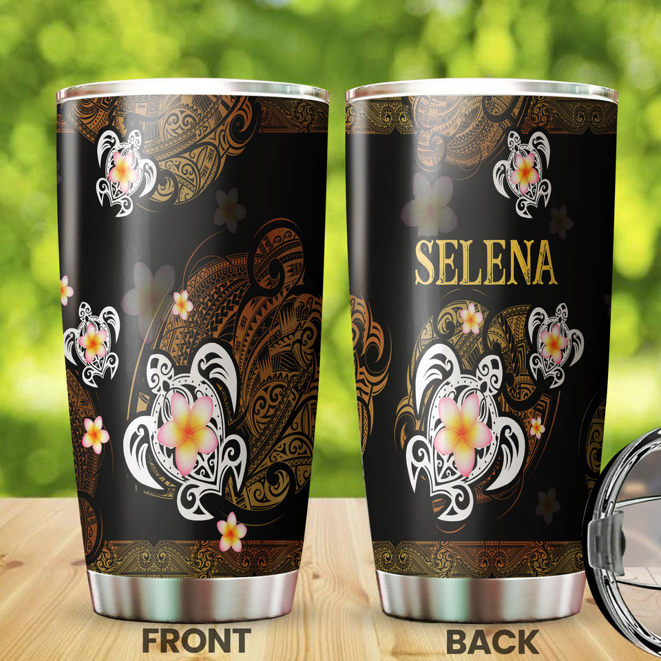 Camellia Personalized Hawaii Turtle Stainless Steel Tumbler - Customized Double-Walled Insulation Travel Thermal Cup With Lid